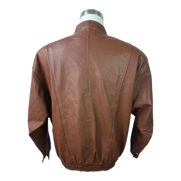 Lee Camperas Caramel Brown Leather Vintage Bomber Moto Jacket Coat Lined XXXL - Picture 3 of 6